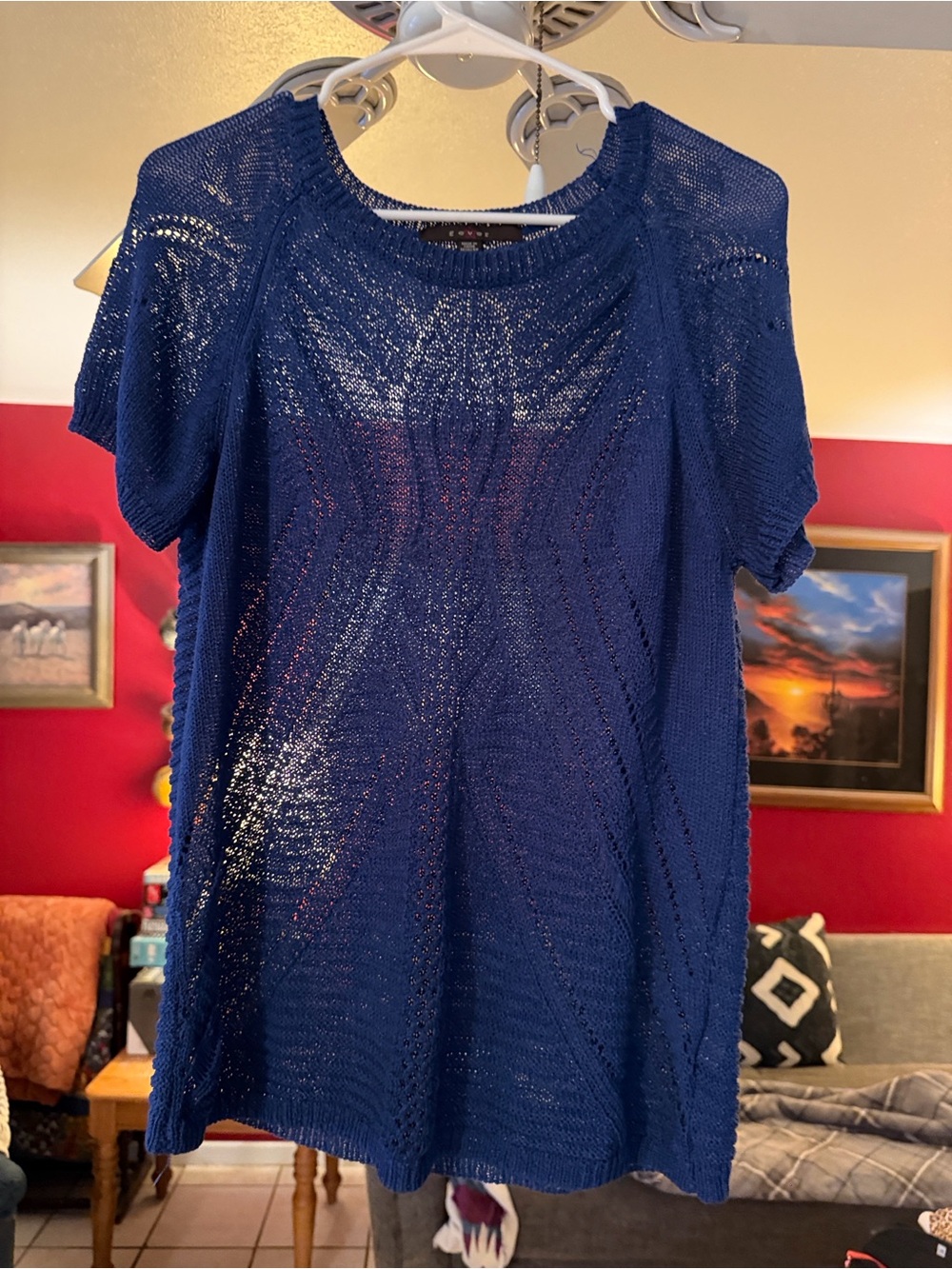 Fever Royal Blue Short-Sleeve Knit Lightweight Sweater